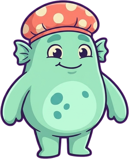 A mint-green bath monster